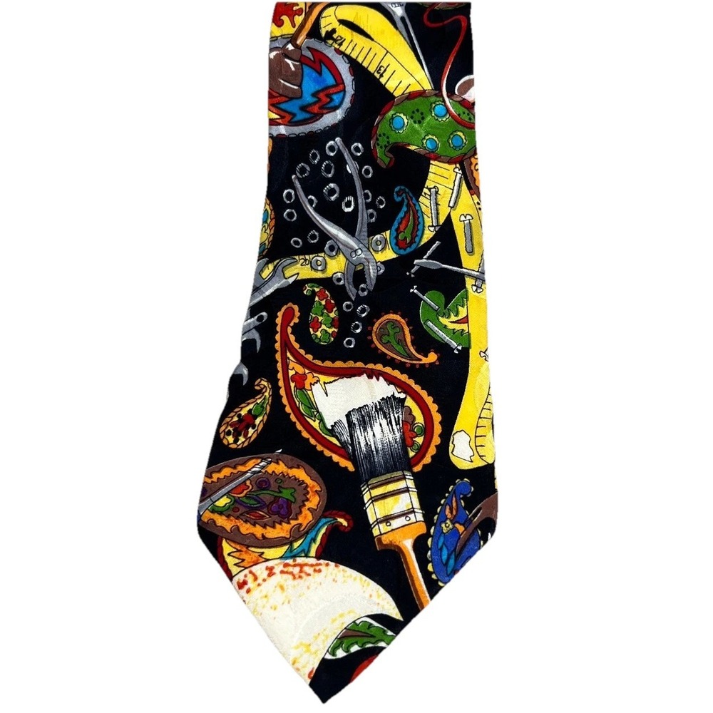 Nicole Miller Silk Tie Necktie 1992 Mens Abstract Music Art Pattern‎ VTG